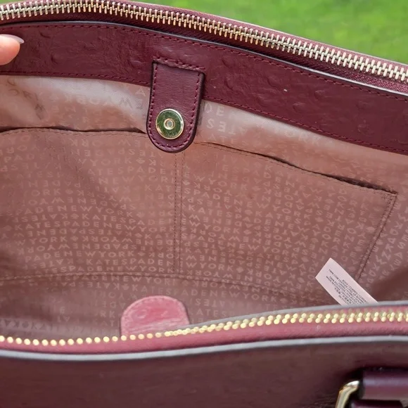 Kate Spade Bristol Drive Ostrich Cherrywood bag 2 Way Bag - Picture 5 of 15